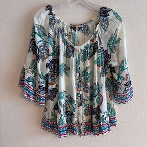 Democracy Women’s Multicolor 3/4 Sleeve Floral Blouse SZ L